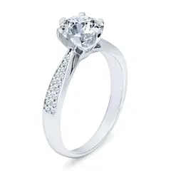 BOOMZAIR - ANILLO DE COMPROMISO ROYAL SOLITAIRE CON MOISSANITAS Y PLATA RODINADA