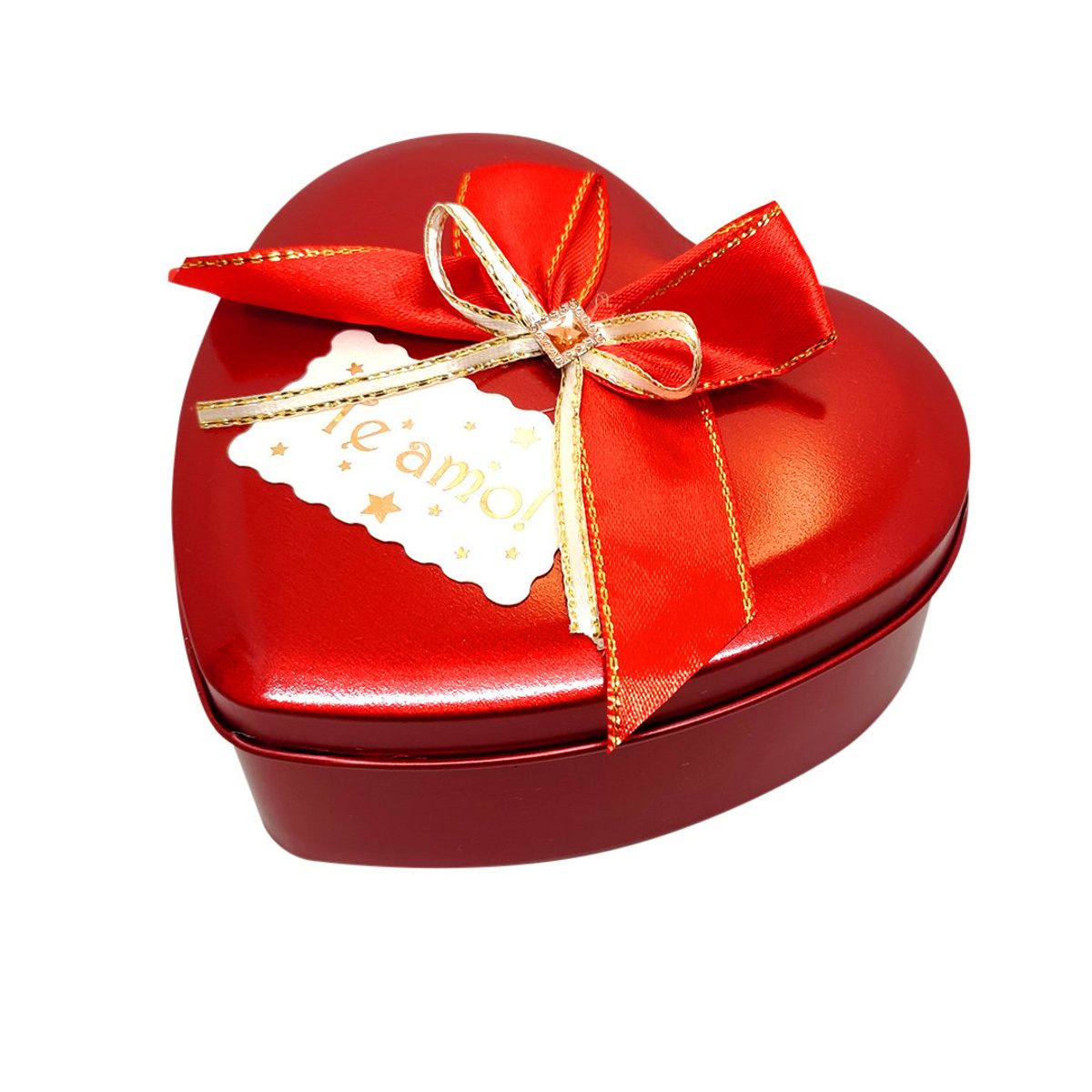 GENERICO - CAJITA CORAZON LATA 12X11X5 TE AMO ROJO X1UNI