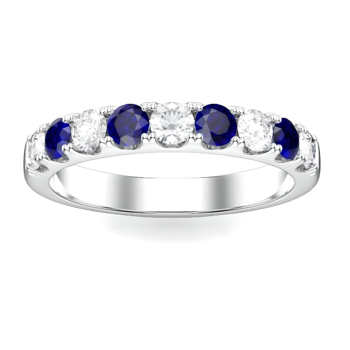 BOOMZAIR - ANILLO DE COMPROMISO MEDIO CINTILLO CON ZAFIROS NAT Y MOISSANITAS