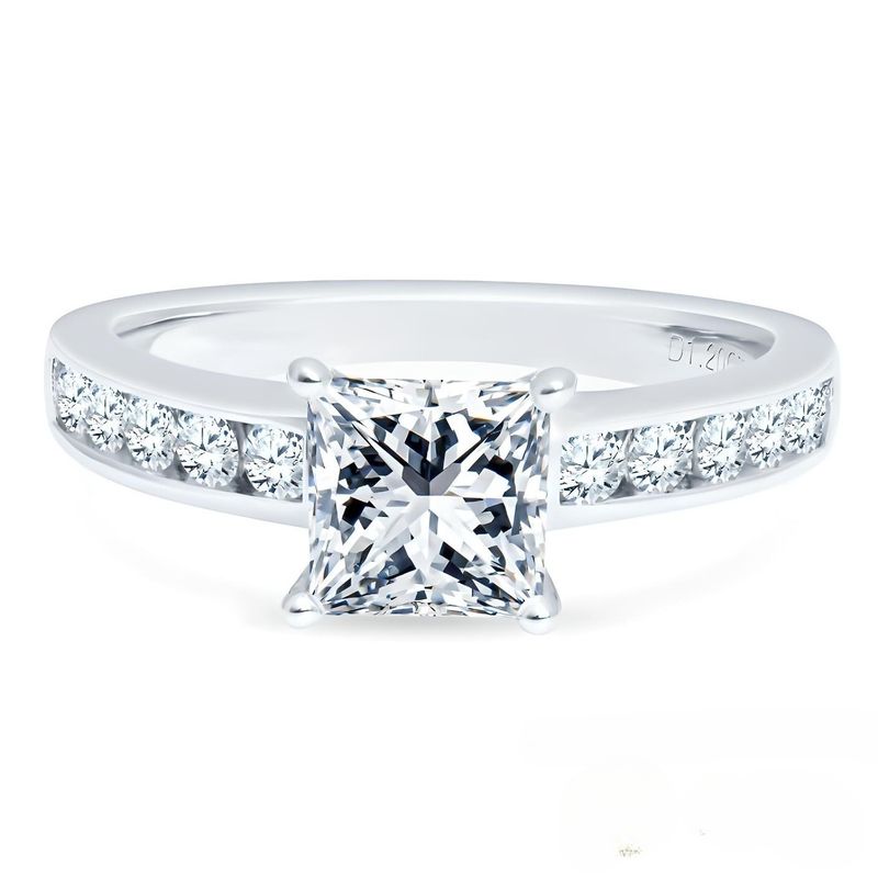 BOOMZAIR - ANILLO DE COMPROMISO  CORTE PRINCESA CON MOISSANITAS Y PLATA RODINADA