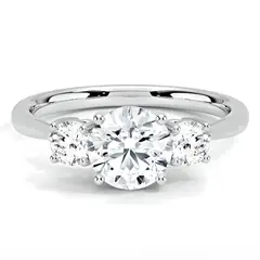 BOOMZAIR - ANILLO DE COMPROMISO DE TRES PIEDRAS MOISSANITAS Y PLATA RODINADA