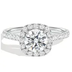 BOOMZAIR - ANILLO MOISSANITA 1 CT HALO COJÍN VVS1 D PLATA LEY RODINADA