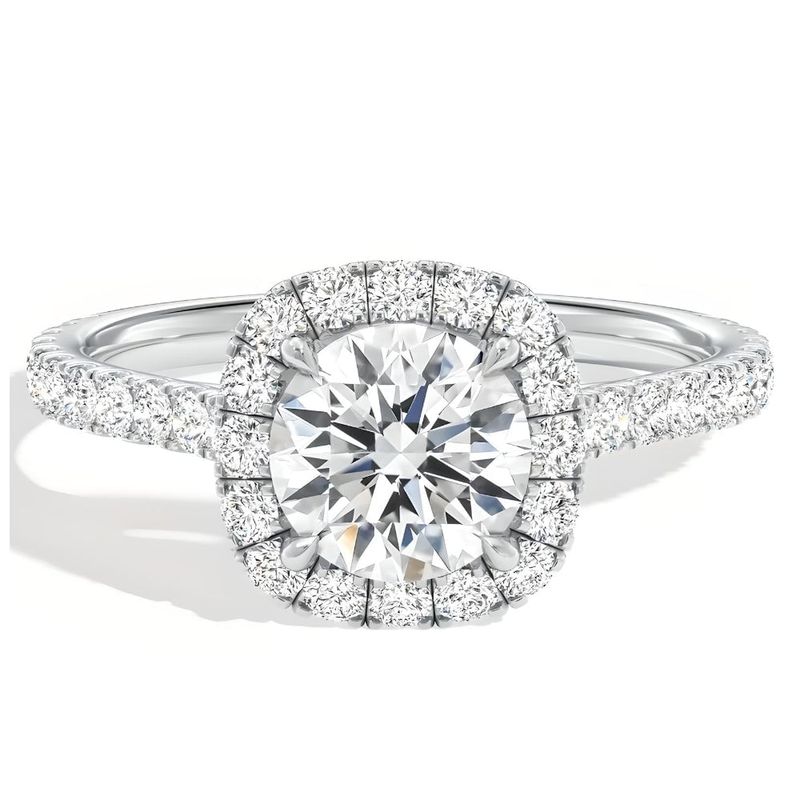 BOOMZAIR - ANILLO BOOMZAIR MOISSANITA 1 CT HALO COJÍN VVS1 D PLATA LEY RODINADA