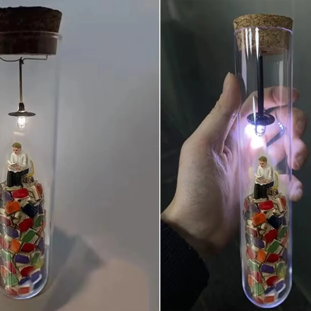 GENERICO - Lampara Biblioteca Hombre Leyendo En Tubo De Ensayo A Pila