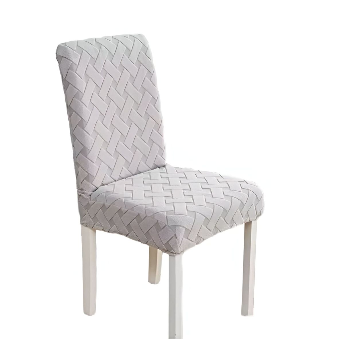 GENERICO - PACK 6 FUNDAS DE SILLAS DE COMEDOR DISEÑO TEXTURIZADO BLANCO