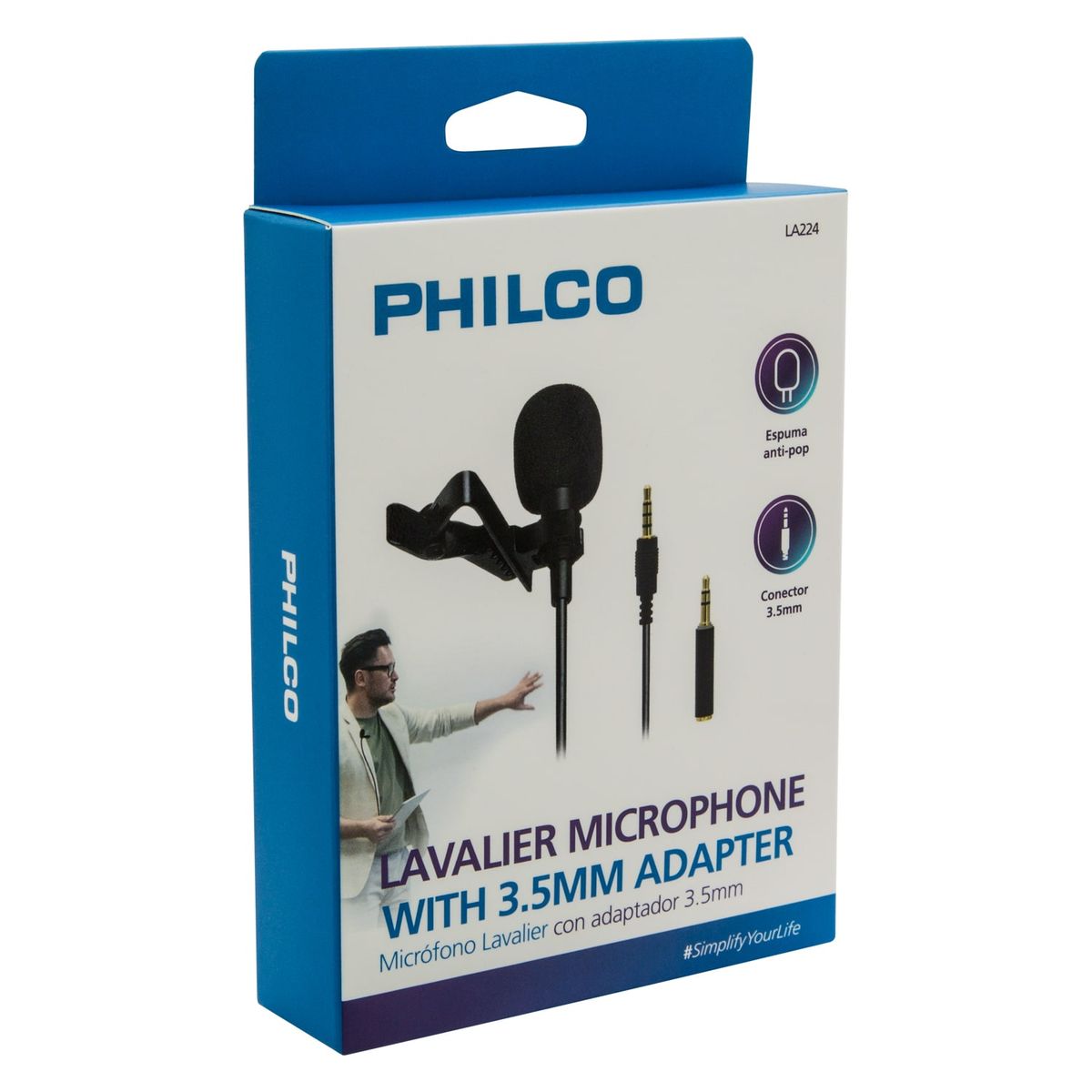 PHILCO - Micrófono Solapa Lavalier 3.5 Aux Philco LA224