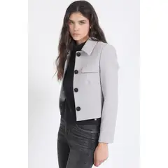 LIOLA - Chaqueta Crop Tapeta Decorativa Gris