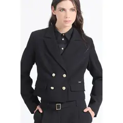 LIOLA - Chaqueta Crop Cruzada Negro