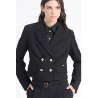 Chaqueta Crop Cruzada,Negro