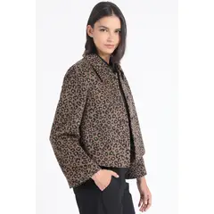 LIOLA - Chaqueta Semi Recta Fantasia Animal Print Negro