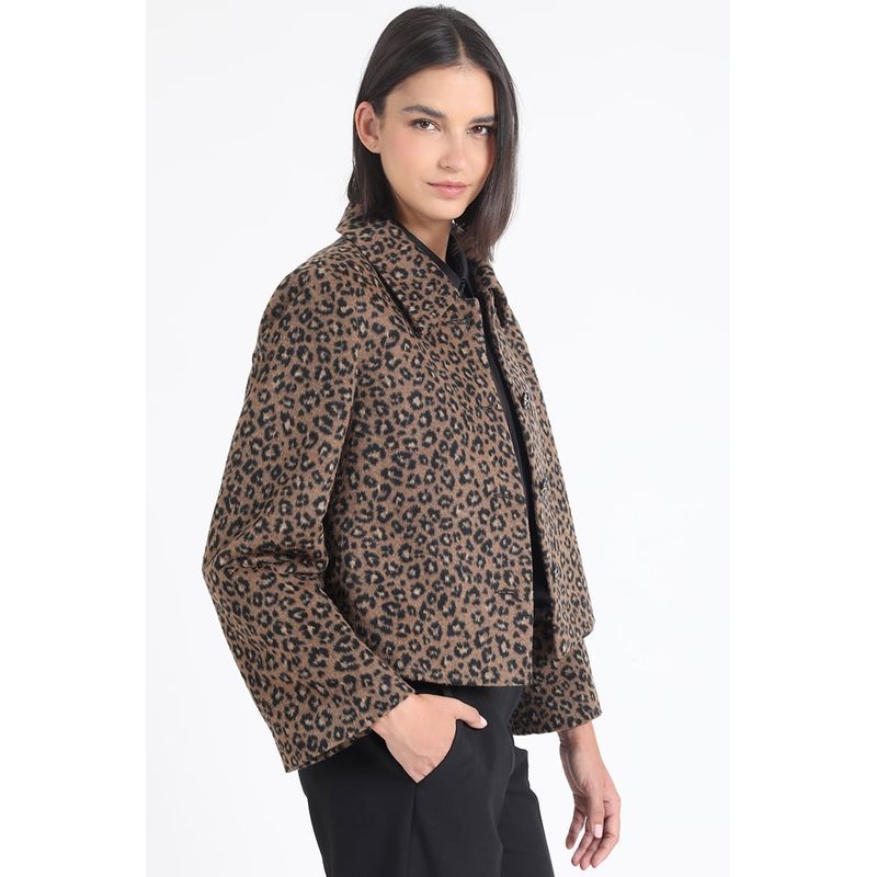 LIOLA - Chaqueta Semi Recta Fantasia Animal Print Negro Liola
