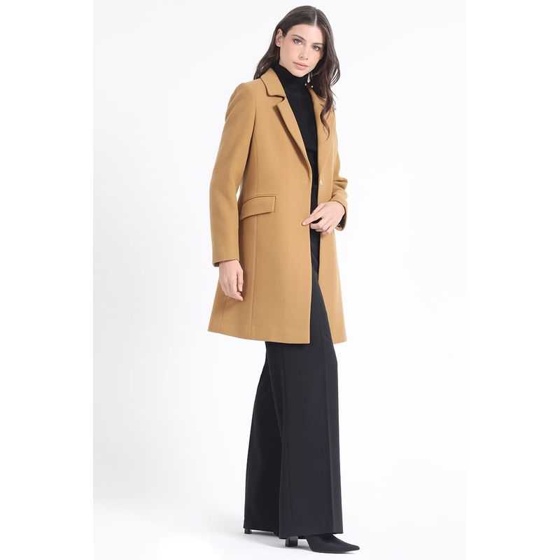 LIOLA - Abrigo Basico Forro Estampado, Muflon Camel Liola