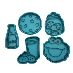 GENERICO - Set 5 Cortadores De Galletas Cookie & Cookie Monster 8 Cm