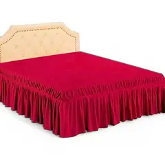 GENERICO - Faldón Para Cama 15 Plazas Elasticados Unicolor Poliéster Color Rojo