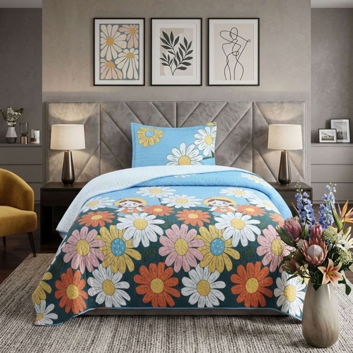 GENERICO - CUBRECAMA QUILT SHERPA PLAZA Y MEDIA 180 X 230 CM