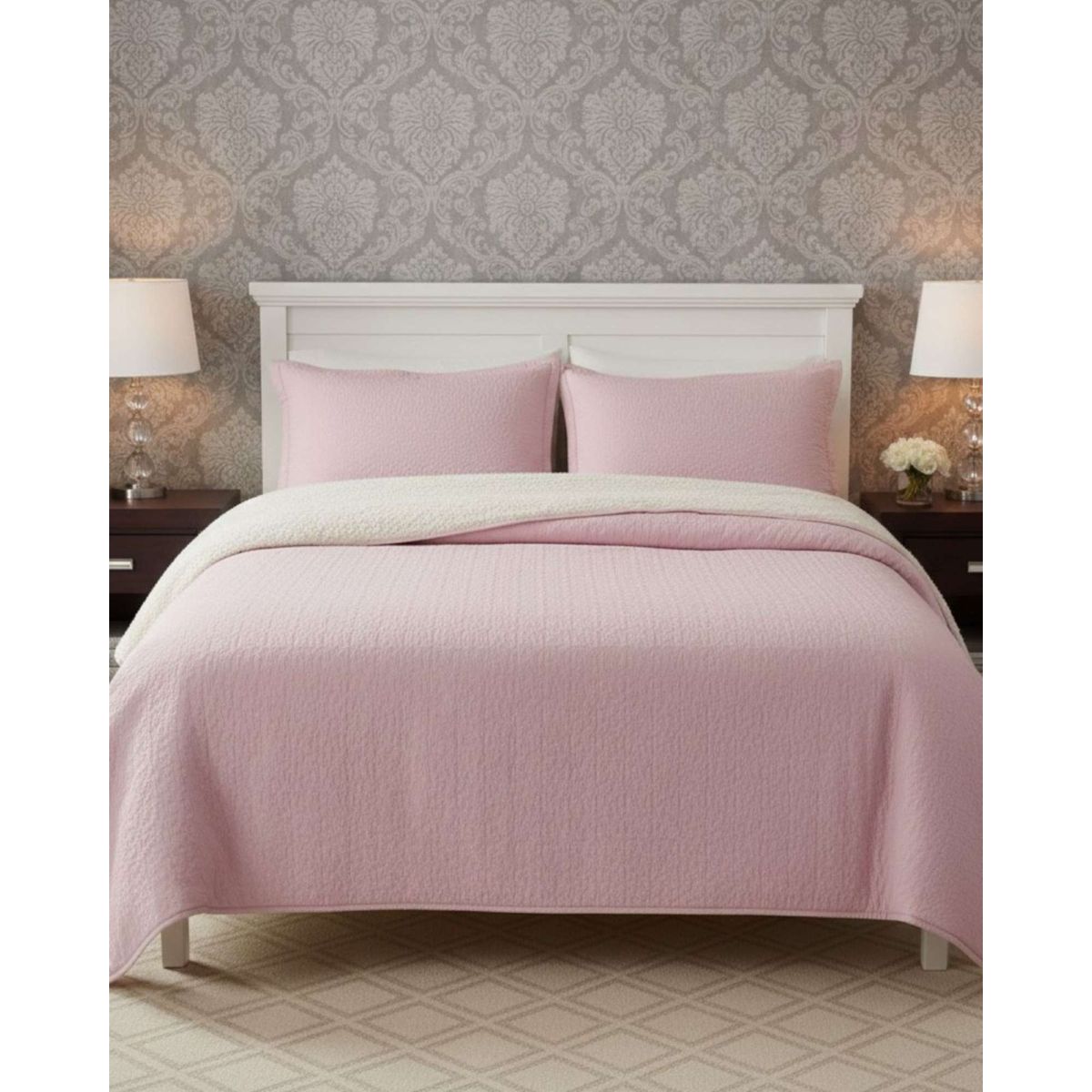 GENERICO - CUBRECAMA QUILT CON SHERPA 2 PLAZA 230 CM X 250 CM