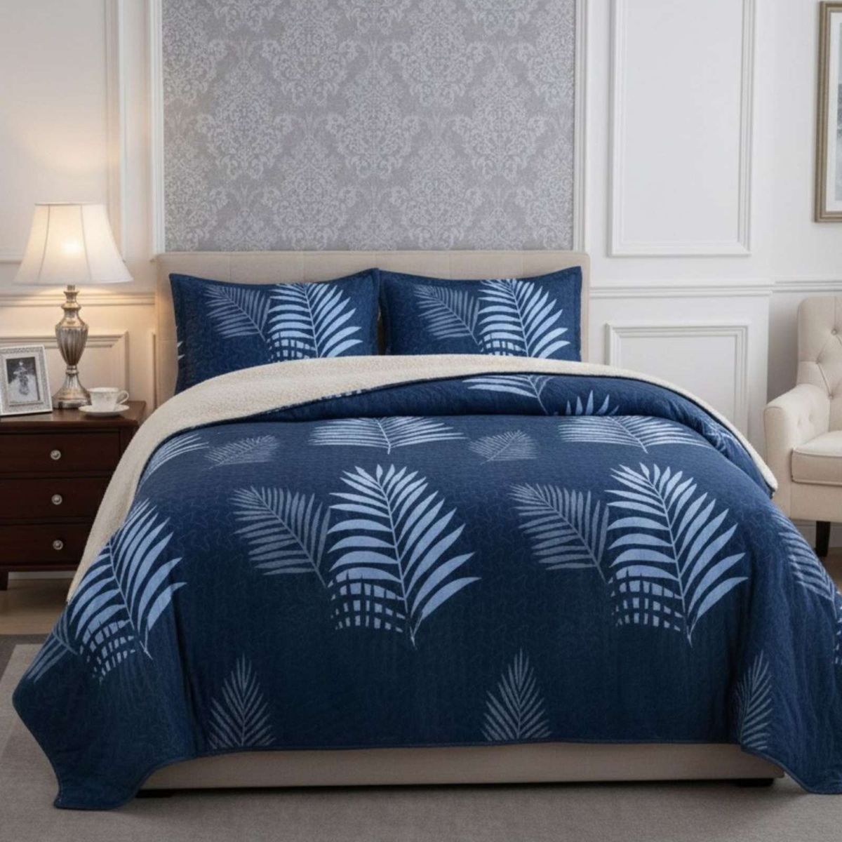 GENERICO - CUBRECAMA QUILT CON SHERPA 2 PLAZA 230 CM X 250 CM