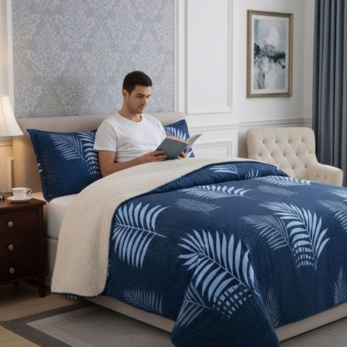 GENERICO - CUBRECAMA QUILT CON SHERPA 2 PLAZA 230 CM X 250 CM