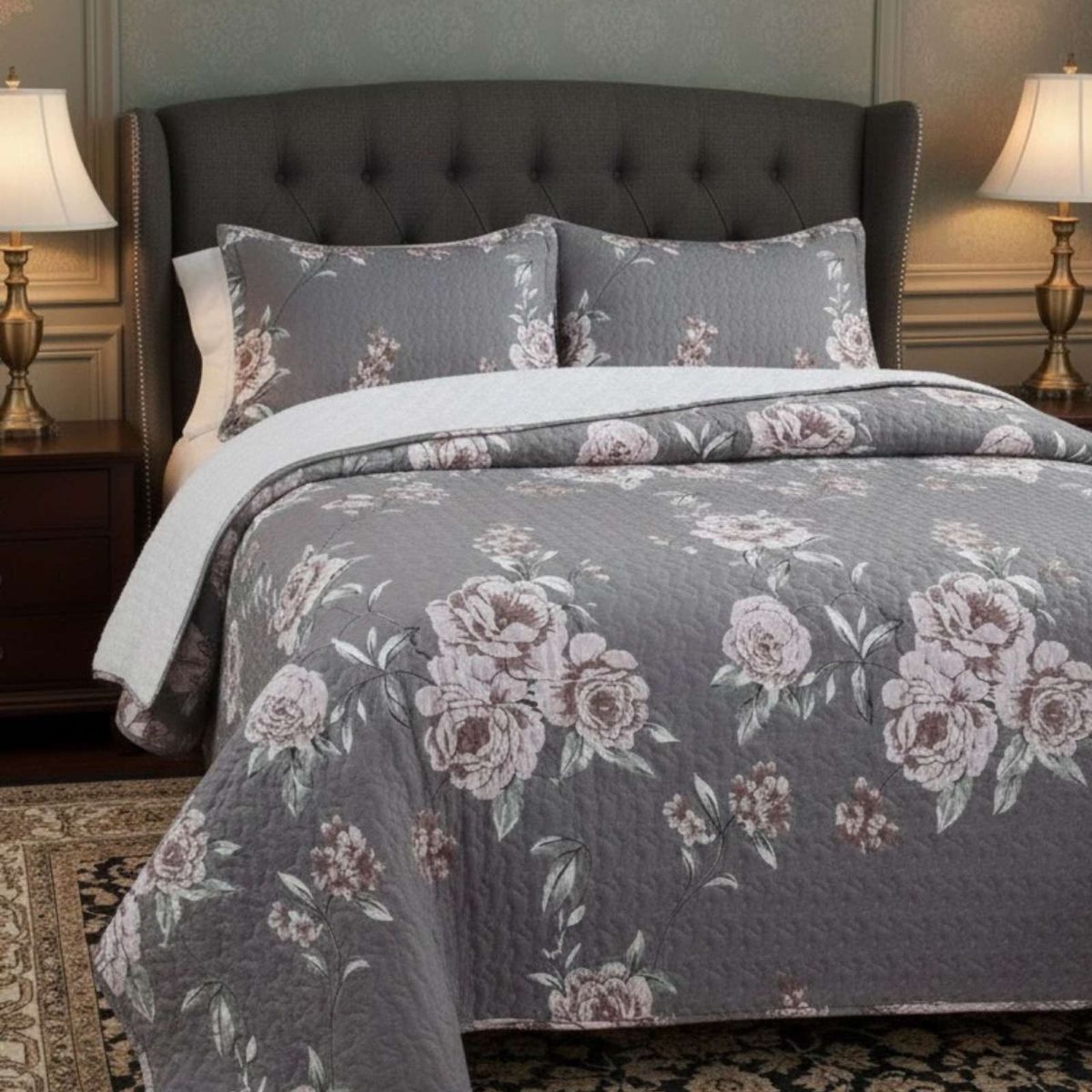 GENERICO - COBERTOR COLCHA QUILT SHERPA KING MEDIDA 250X270 CM