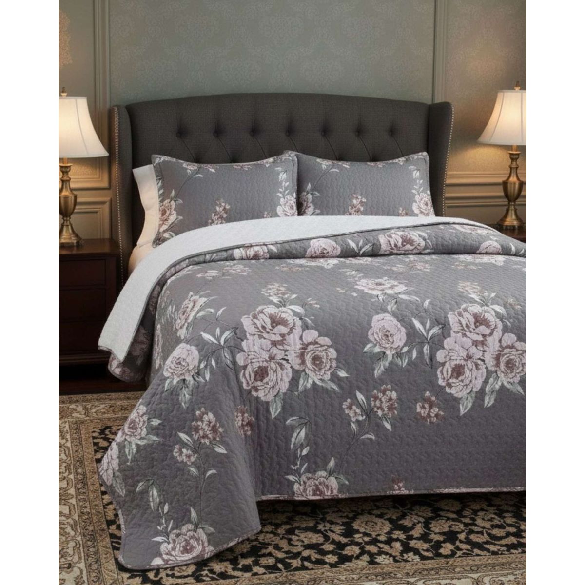 GENERICO - COBERTOR COLCHA QUILT SHERPA KING MEDIDA 250X270 CM