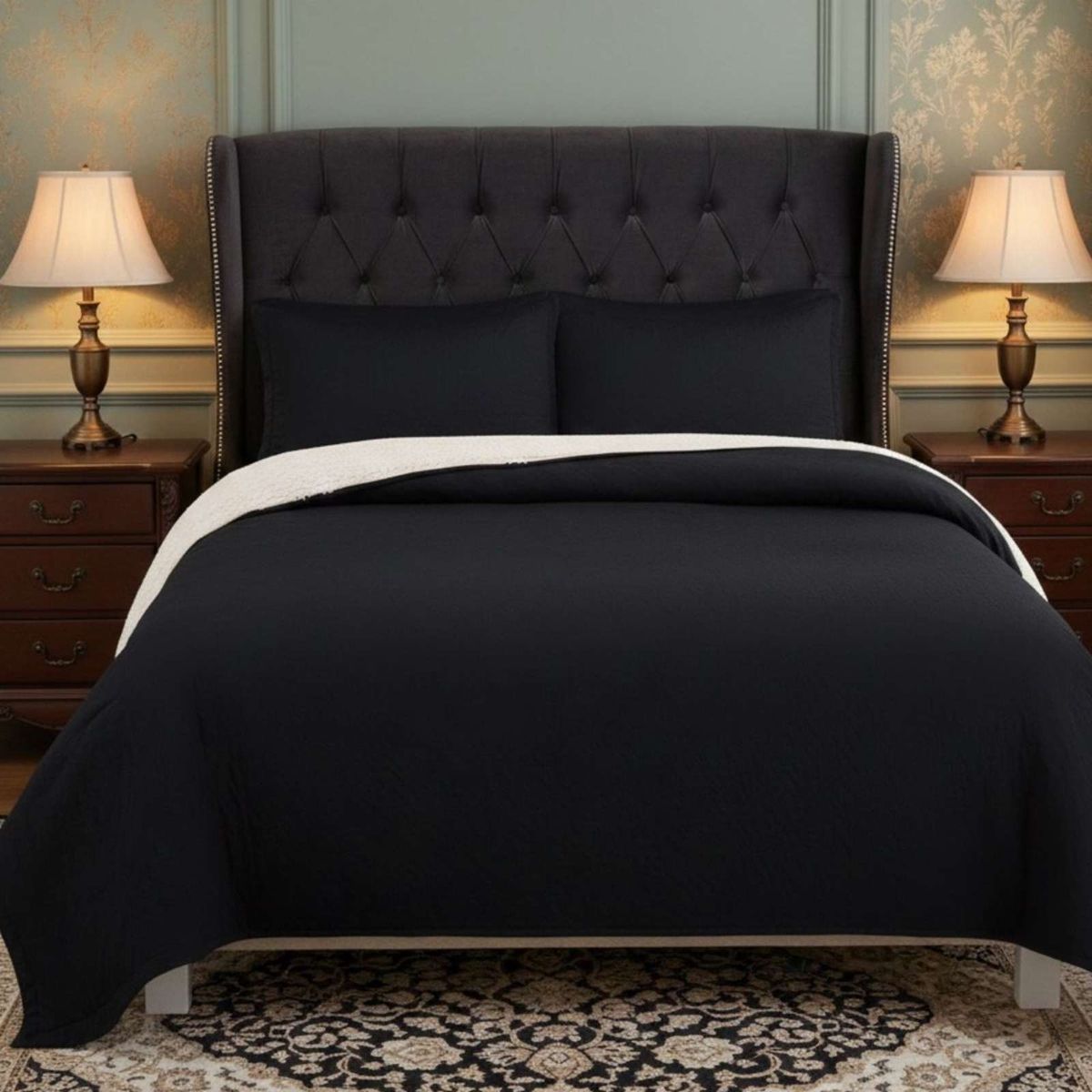 GENERICO - COBERTOR COLCHA QUILT SHERPA KING MEDIDA 250X270 CM