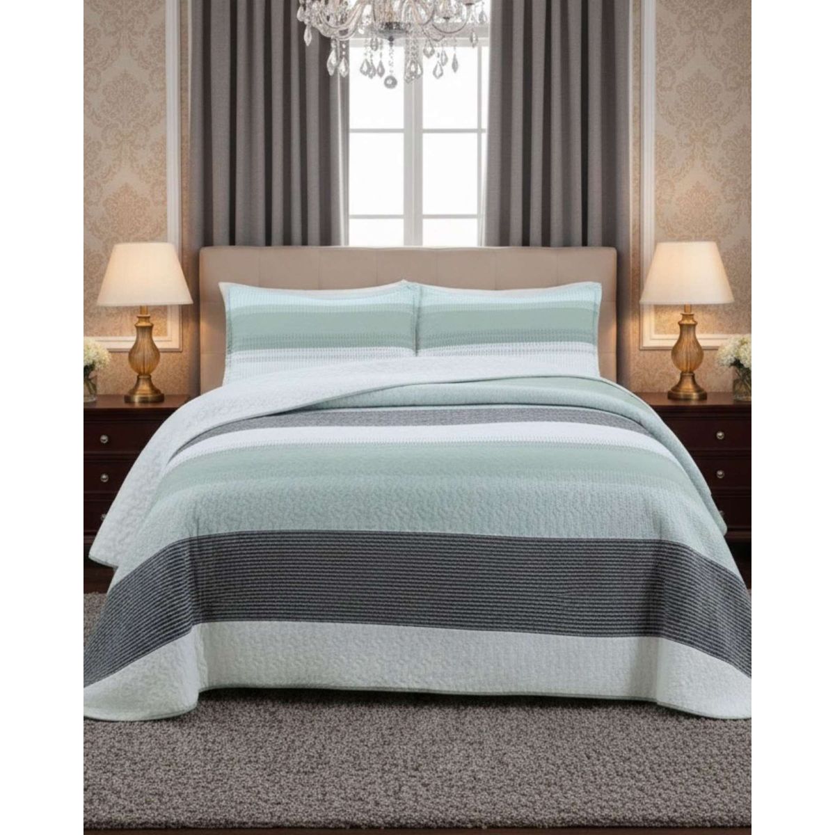 GENERICO - COBERTOR COLCHA QUILT SHERPA KING MEDIDA 250X270 CM