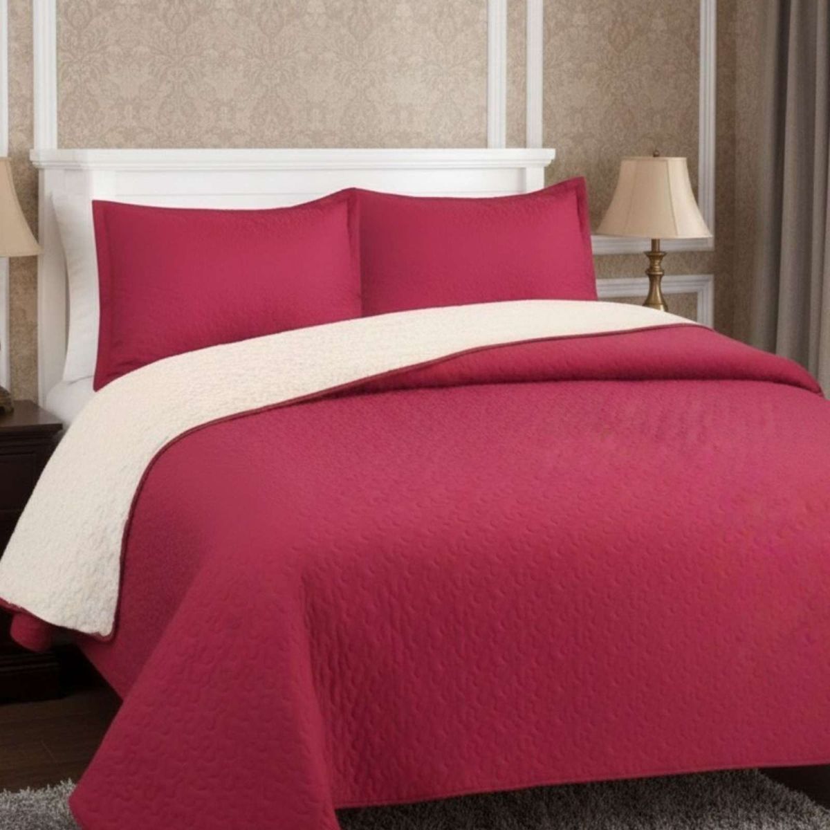 GENERICO - COBERTOR COLCHA QUILT SHERPA KING MEDIDA 250X270 CM