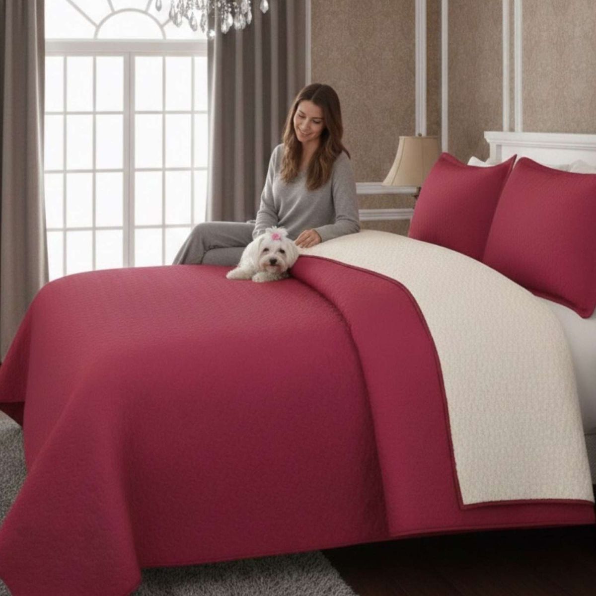 GENERICO - COBERTOR COLCHA QUILT SHERPA KING MEDIDA 250X270 CM