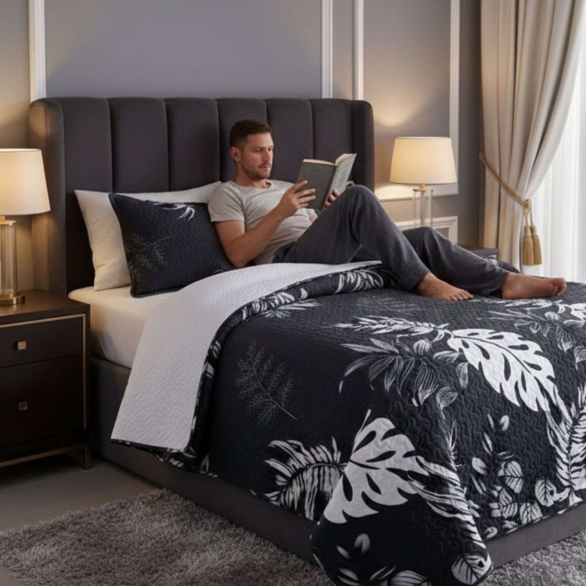 GENERICO - COBERTOR COLCHA QUILT SHERPA KING MEDIDA 250X270 CM