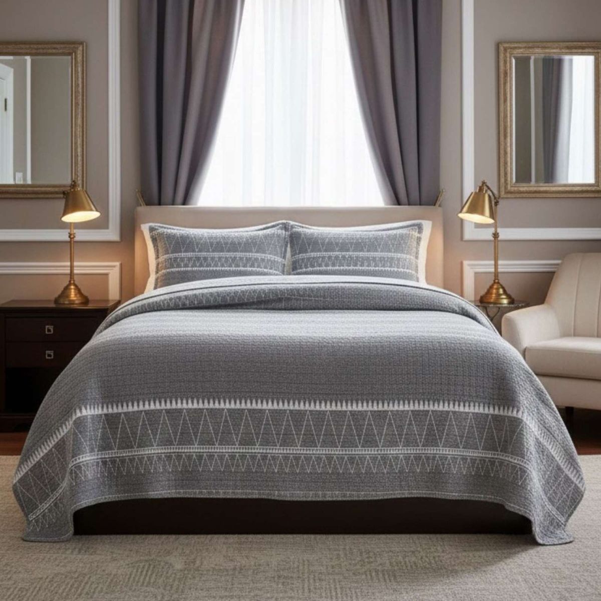 GENERICO - COBERTOR COLCHA QUILT SHERPA KING MEDIDA 250X270 CM