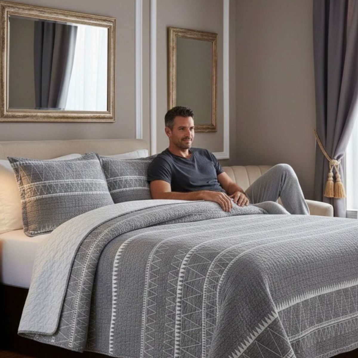 GENERICO - COBERTOR COLCHA QUILT SHERPA KING MEDIDA 250X270 CM