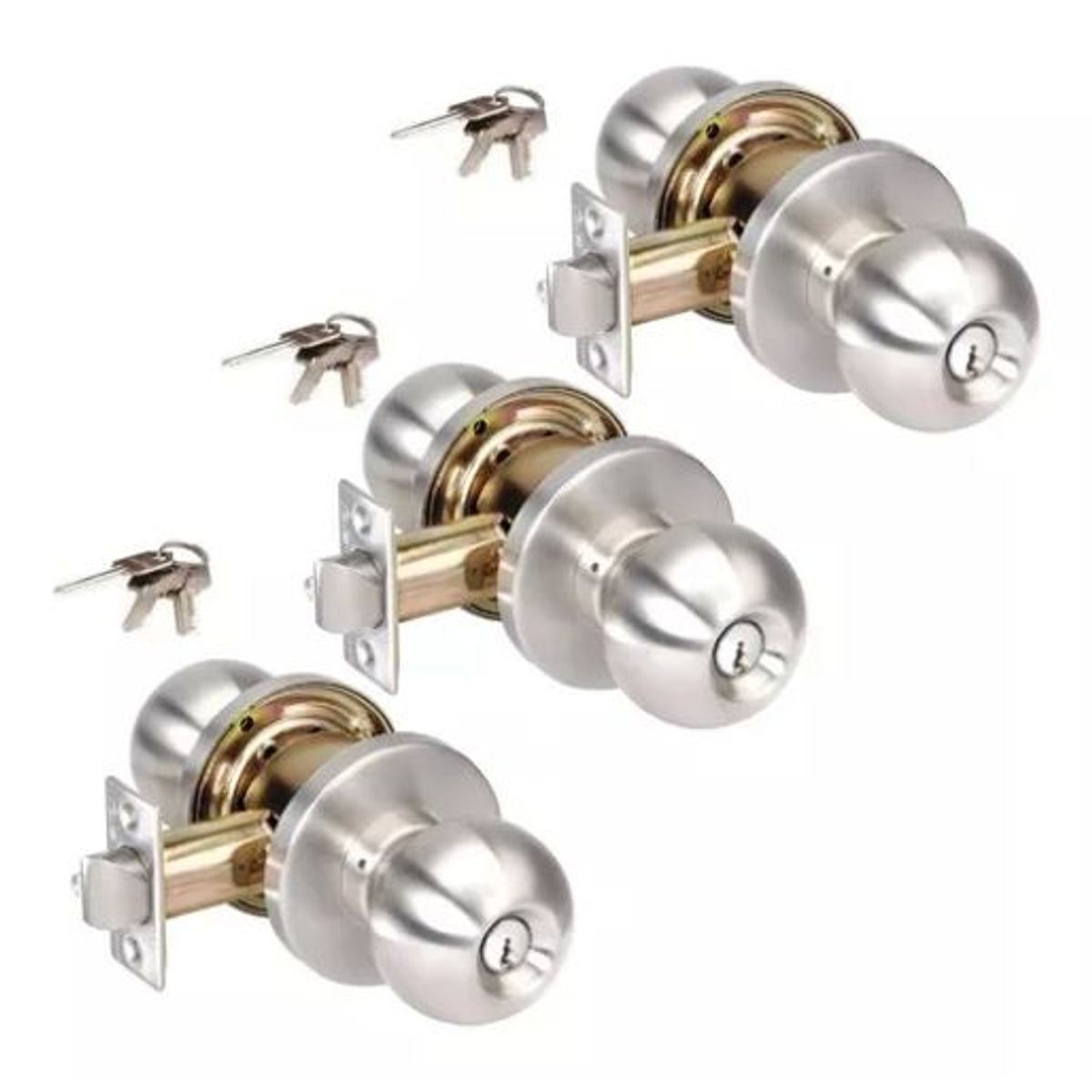 GENERICO - 3 Chapas Dormitorio Chapa Cerradura Para Dormitorio C/llaves