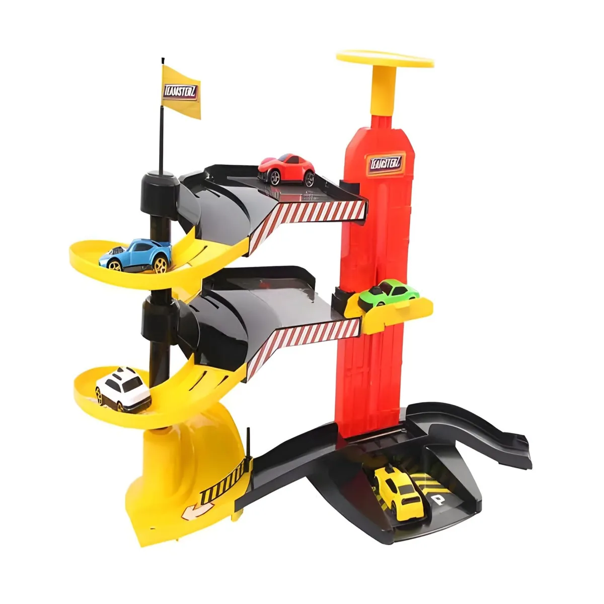 GENERICO - Juguete Garaje de Autos 2 autos más 1 helicóptero 29n3