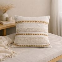Funda De Cojin Boho Lineas Trenzado Crudo