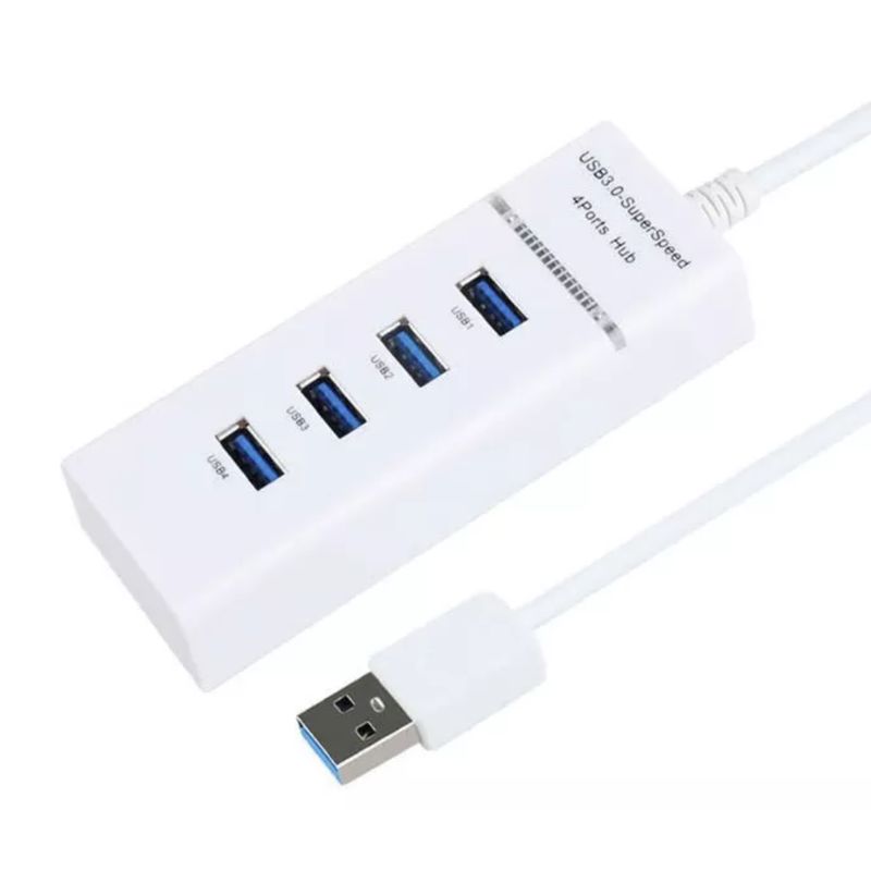 GENERICO - HUB USB 30 4 Puertos Alta Velocidad Indicador LED Blanco