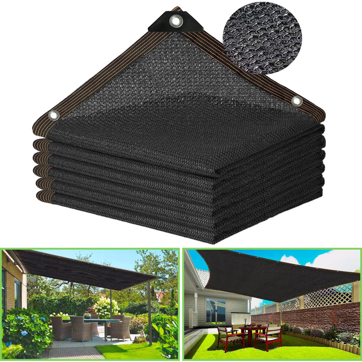 GENERICO - 2x5m 95% Paño De Sombra Negro Para Jardín Sombreado Anticon