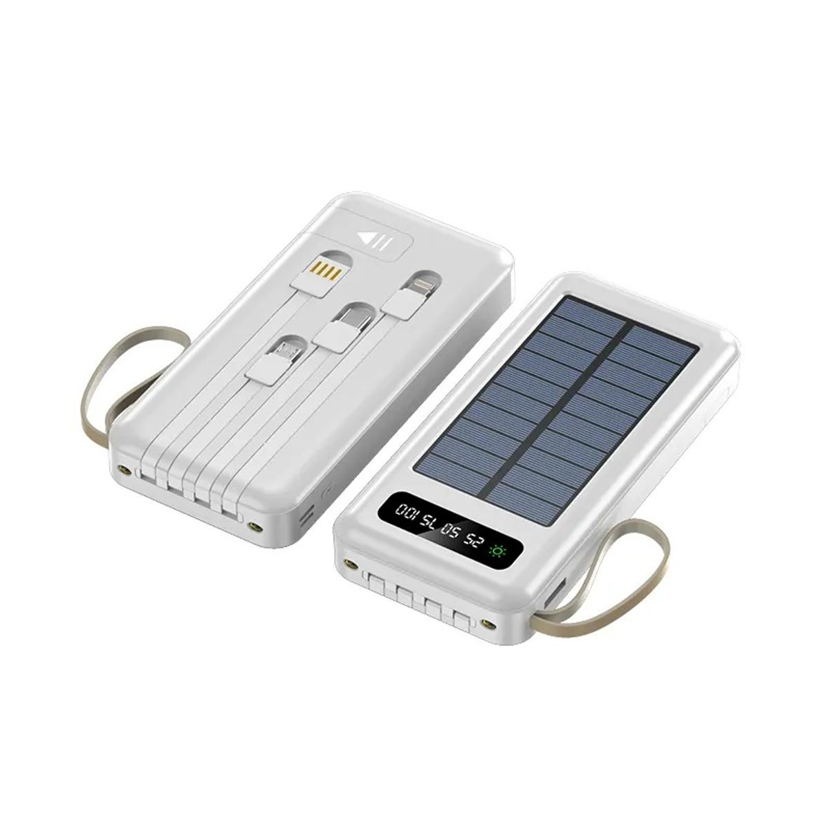 STARTECHOFFICE - Batería Portátil Power Bank Solar 20000mAh Cables Integrados Luz LED