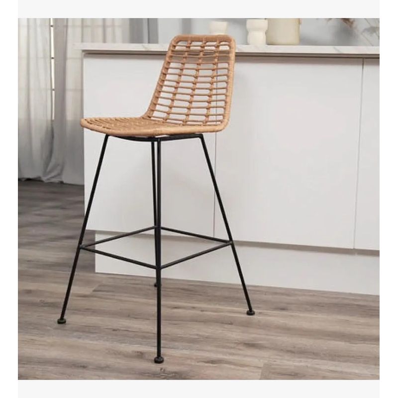 CORI CORI - Taburete Alto de Terraza Rattan Grecia Madera