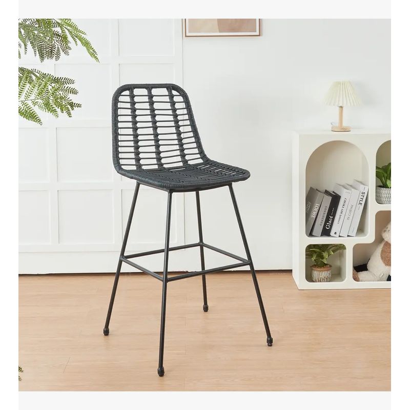 CORI CORI - Taburete Alto de Terraza Rattan Grecia Negro