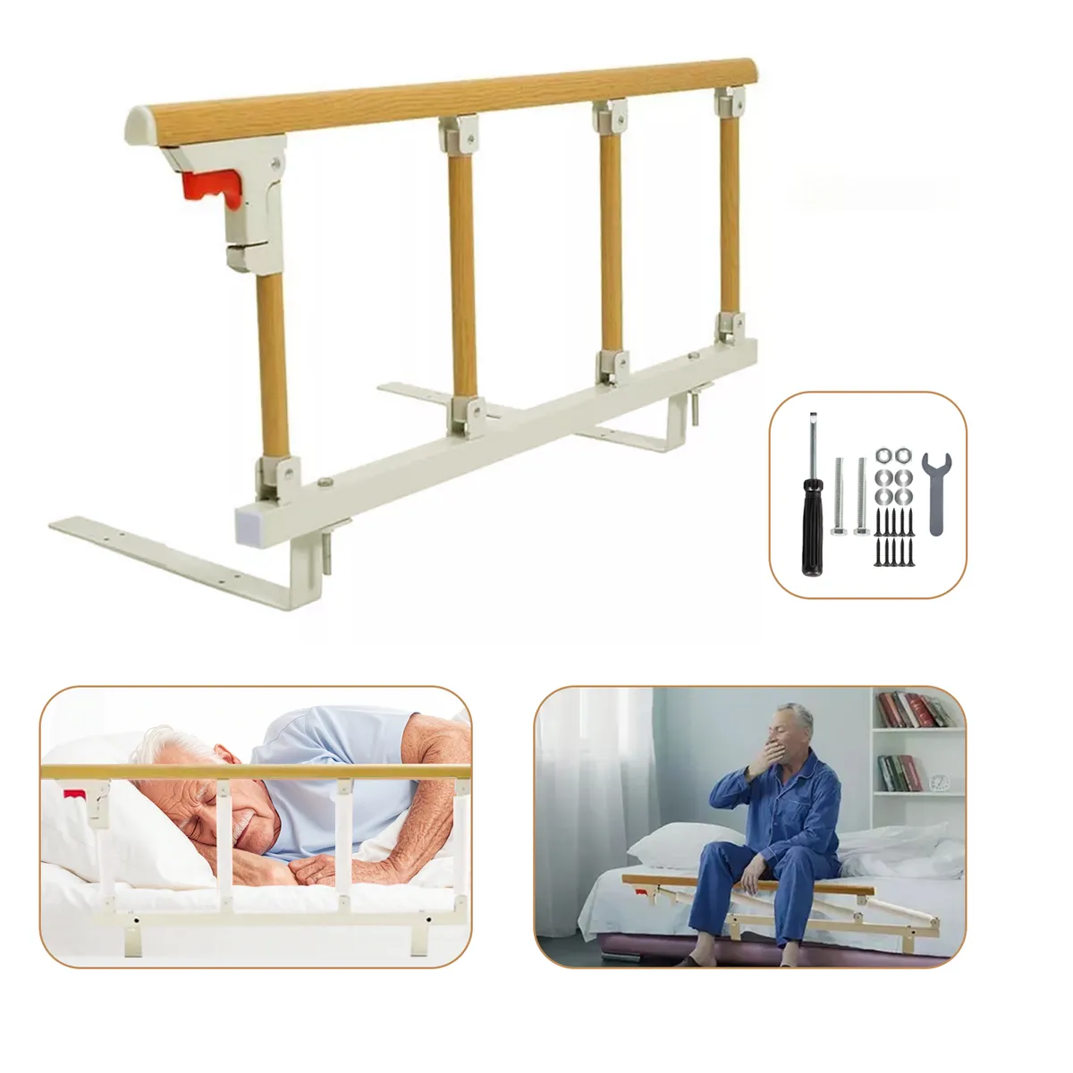 VIDITA - Baranda Para Cama Barandal Plegable Cuidado Mayor Adulto 94cm
