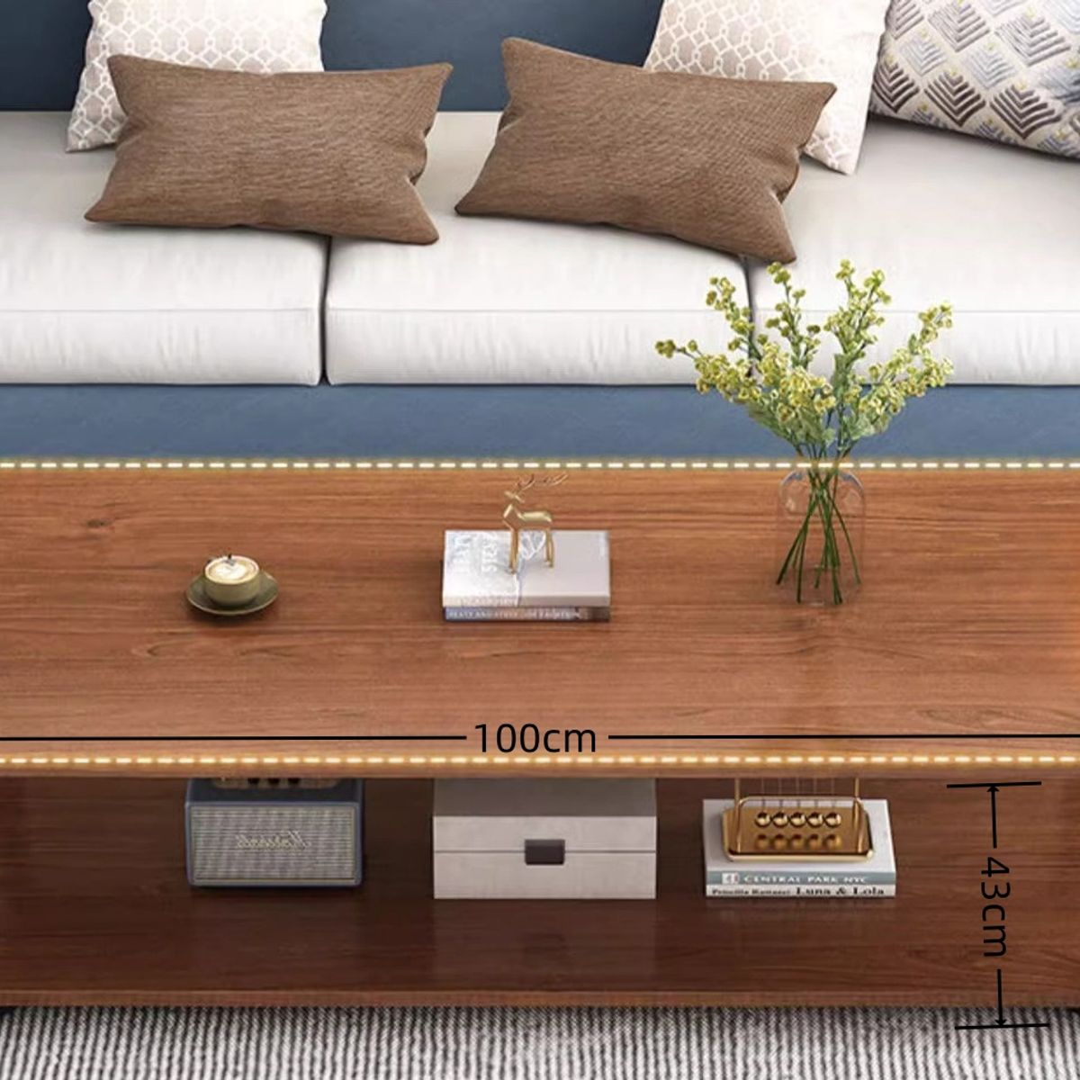 GENERICO - Mesa De Centro 2 Nivel 100x50x43cm