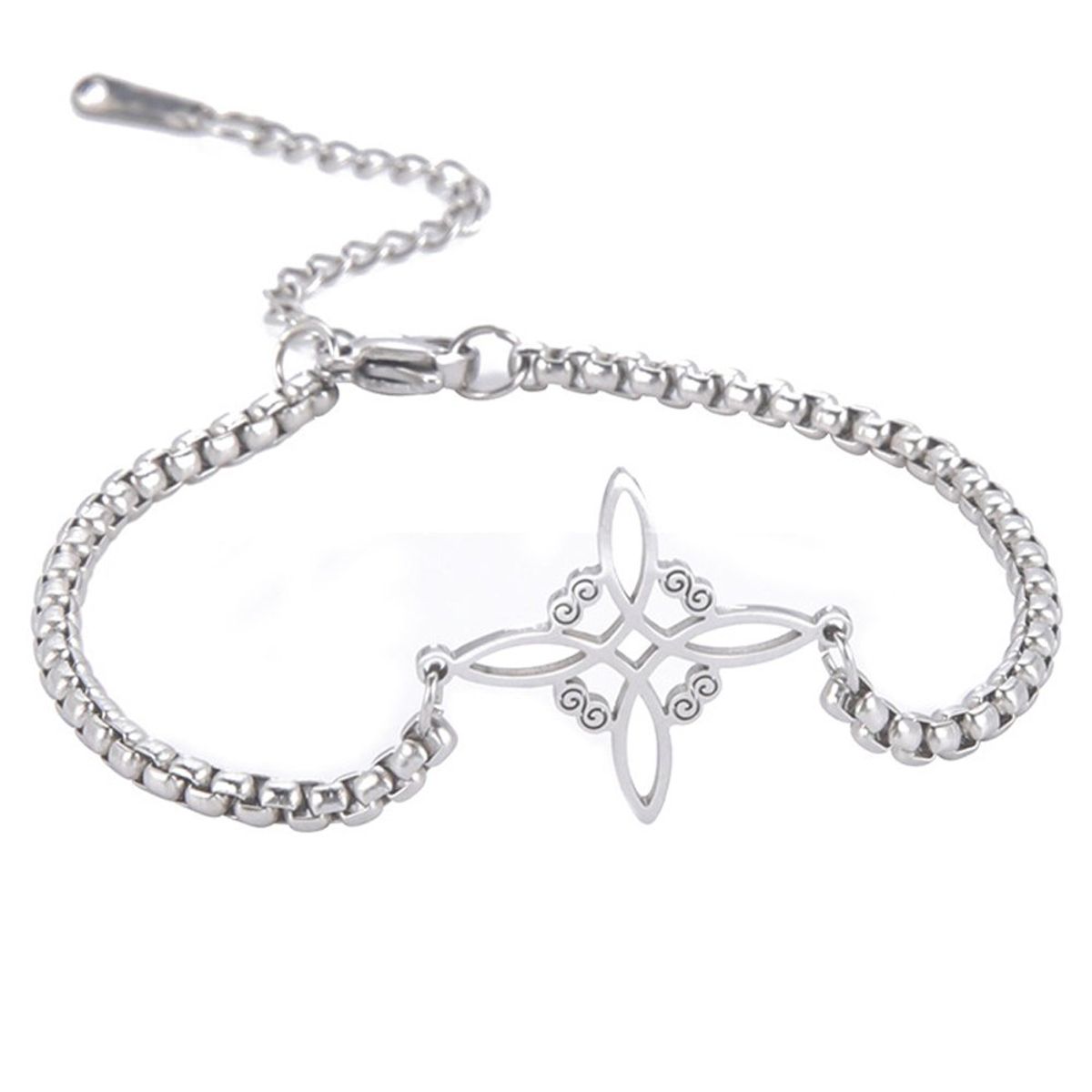 KUANGYE - Pulsera Nudo De Bruja Celta Plateada Acero