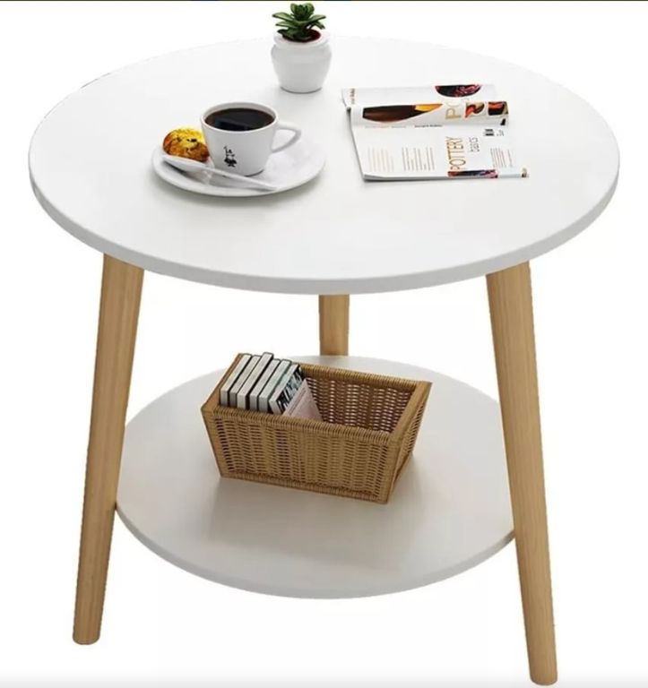 YOMYM - Mesita De Noche Mini Mesa Redonda 2 Nivelecapa Mesa Centro 50×40cm