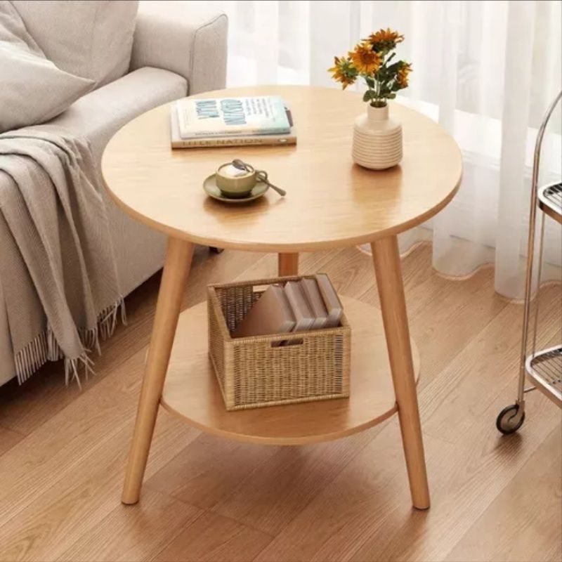 YOMYM - Mesita De Noche Mini Mesa Redonda 2 Nivelecapa Mesa Centro 50×40cm
