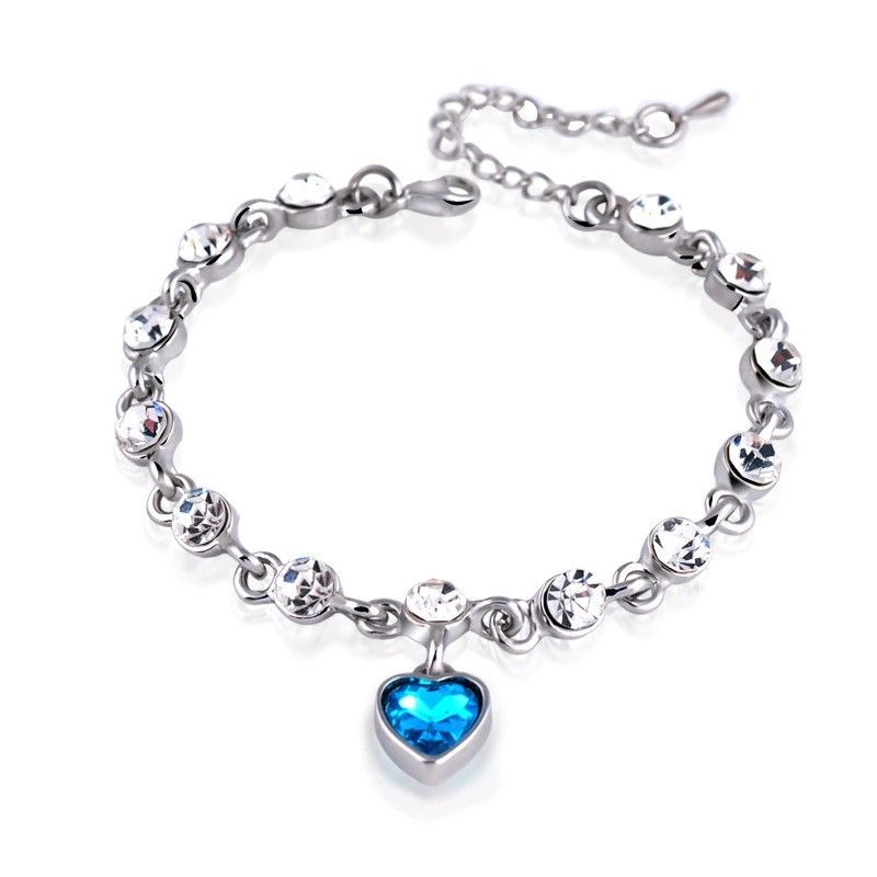 KUANGYE - Pulsera De Bañado en plata Piedra Azul Celeste Hermosa