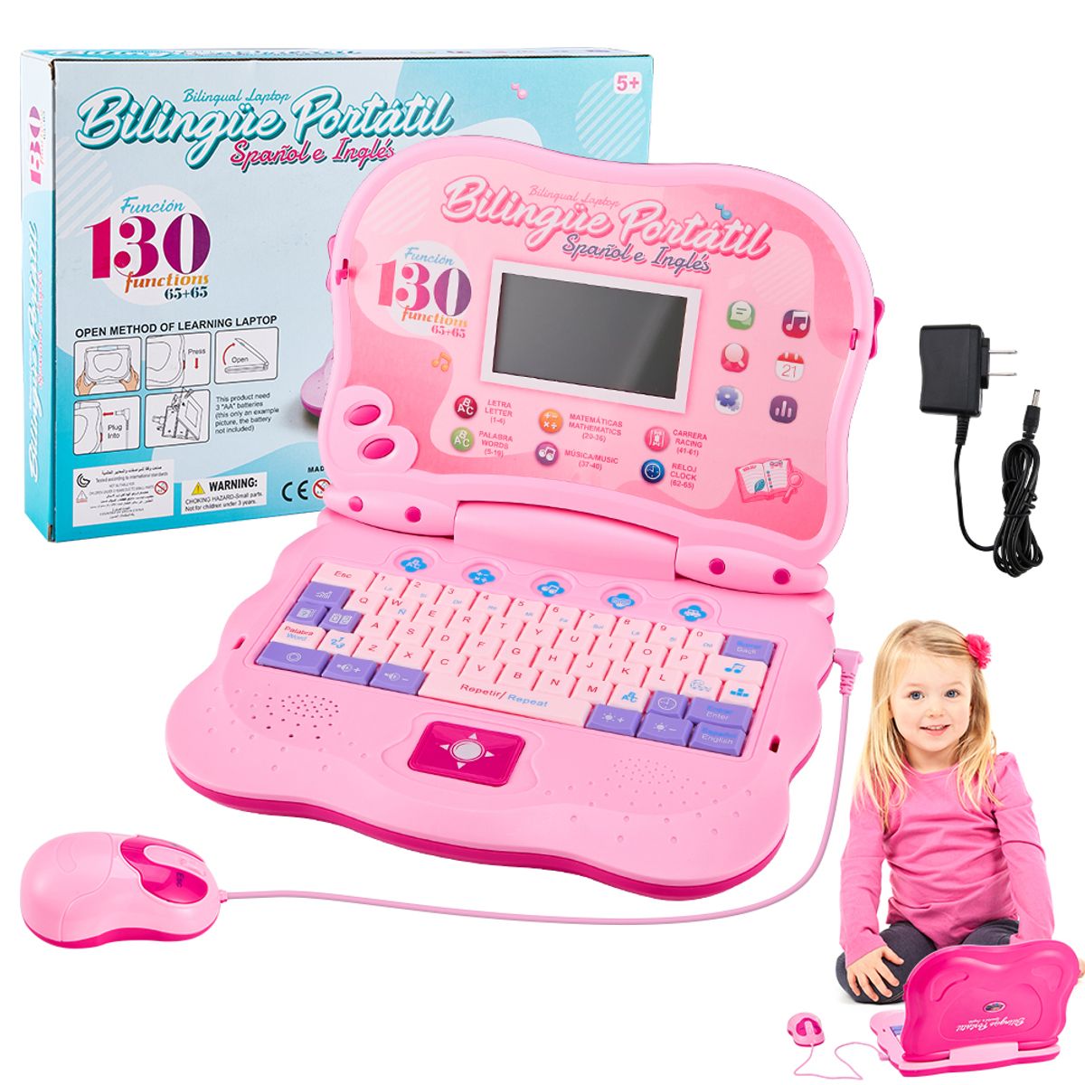 LUKOVEE - Computador Educativo Infantil Inglés Y Español 130