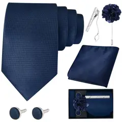 LUKOVEE - Corbatas de Satén para Hombre 8CM Corbatas con Gemelos y Caja