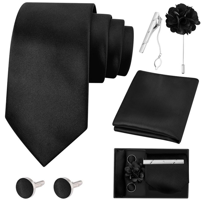 LUKOVEE - Corbatas de Satén para Hombre 8CM Corbatas con Gemelos y Caja