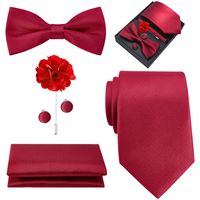 Set Corbata Hombre con Pañuelo Colleras Modelos Multitono En Caja