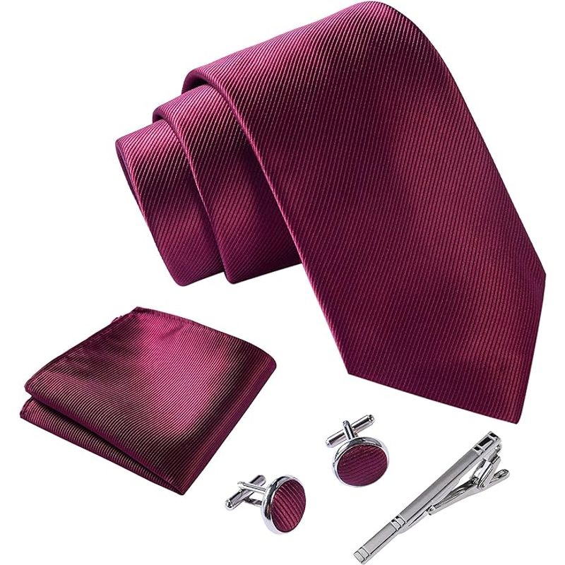 LUKOVEE - Set Corbata Hombre con Pañuelo Colleras Modelos Multitono En Caja